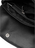 Стильна чорна жіноча сумка кросс боді з довгим ремінцем через плече, матова еко-шкіра, фото 10