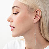 Золоті сережки — протяжки "Крестики" с05243, фото 2