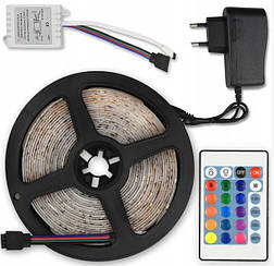 Світлодіодна стрічка LED 3528 RGB 5м з пультом та блоком живлення D