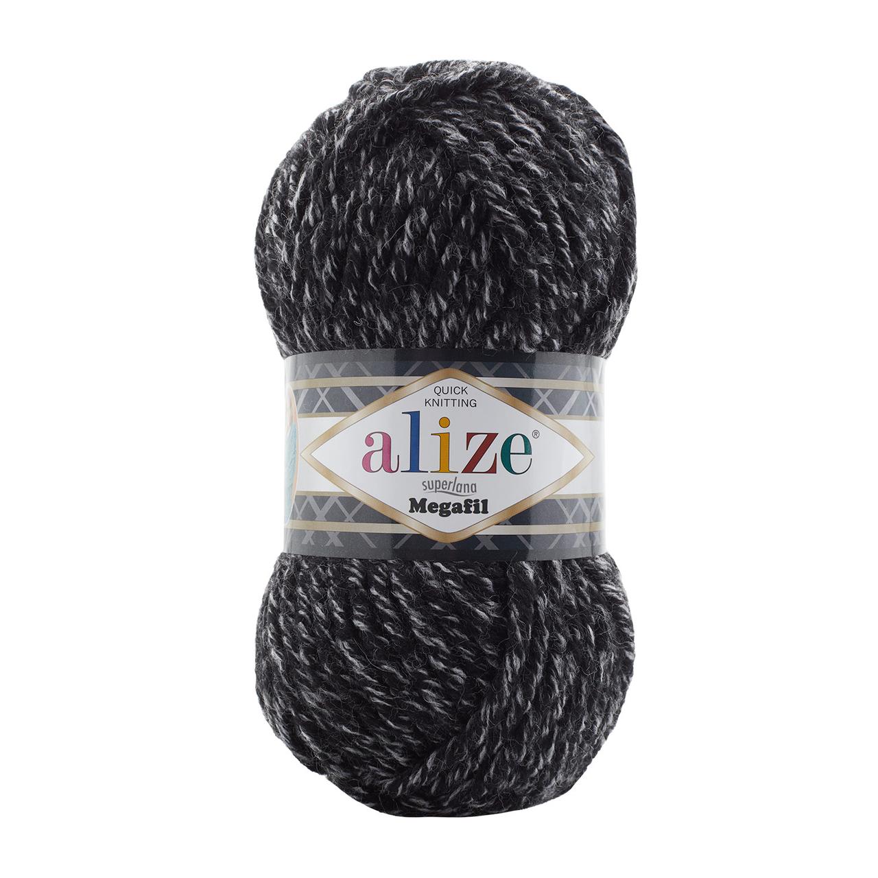 Alize SUPERLANA MEGAFIL (Суперлана Мегафіл) №800 антрацитовий жаспе (Пряжа, нитки для в'язання), фото 1