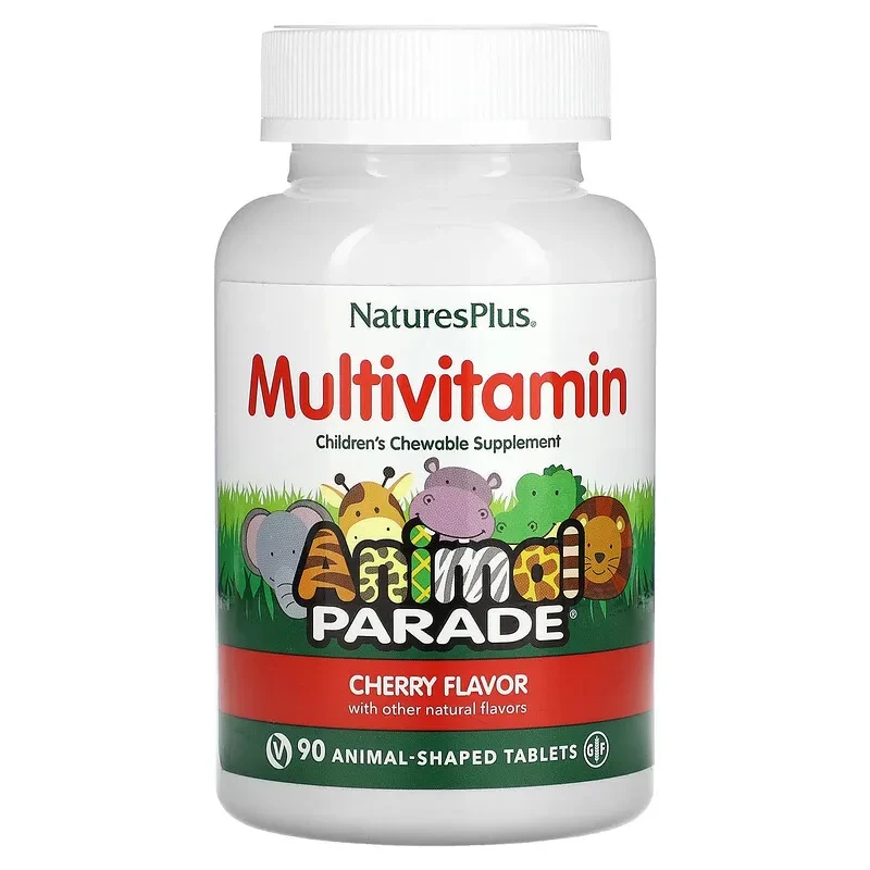 NaturesPlus, Source of Life, Animal Parade Gold, мультивітаміни з мікроелементами для дітей, вишня, 90 таблеток