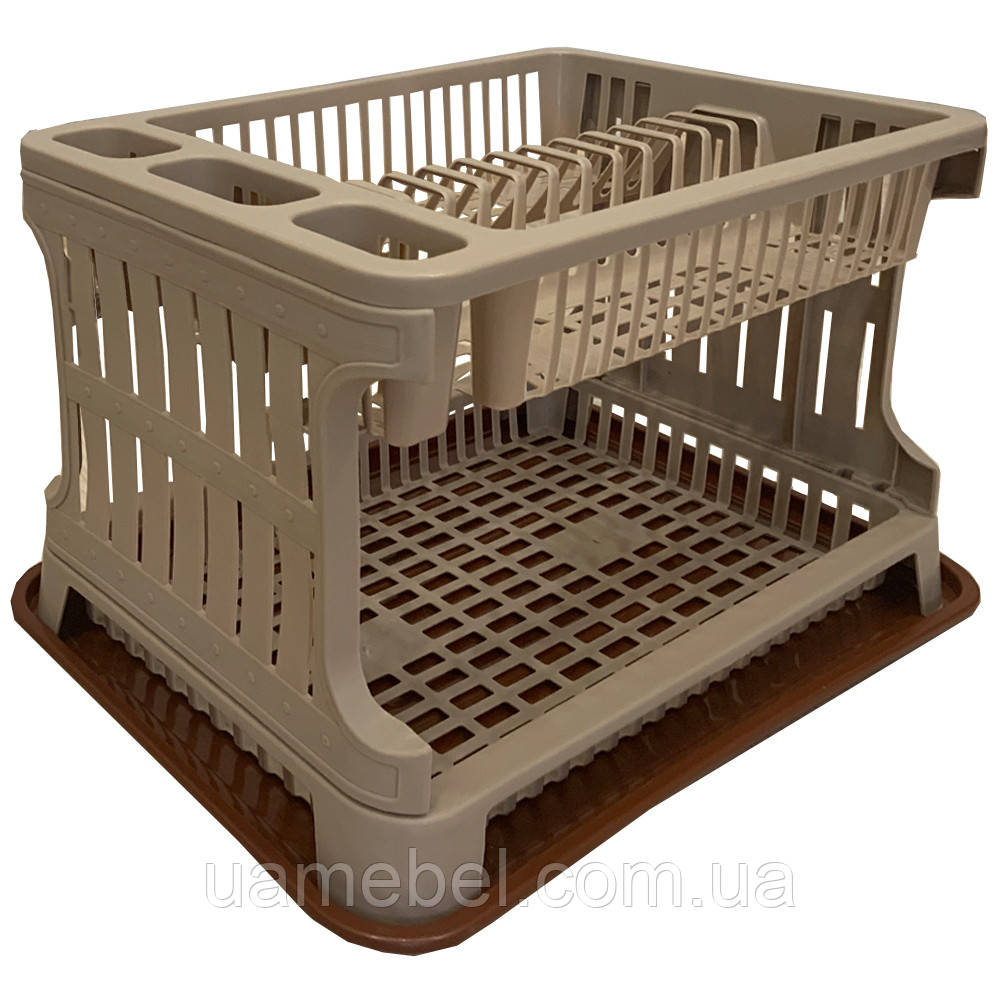 Сушарка для посуду двоярусна TP-492 Коричнева