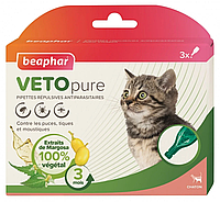 VETO pure (BIO Spot on) натуральные противопаразитарные капли для котят c 12 недель упаковка 3 пипетки Beaphar