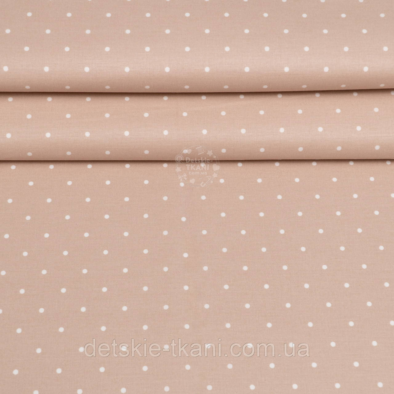 Ранфорс шириною 240 см "Рідкий горошок 4 мм" на бежевому, №4360, фото 1