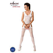 Бодістокінг Passion BS046 white, комбінезон з імітацією панчіх, фото 6