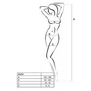 Бодістокінг Passion BS050 white, комбінезон, імітація панчіх і пояси, фото 4