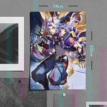 "Аратаки Ітто (Геншин / Genshin)" плакат (постер) розміром А5 (14х20см)