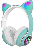 Навушники Bluetooth MDR CAT ear VZV-23M 7805 з підсвіткою, м'ятні, фото 2