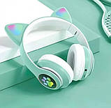 Навушники Bluetooth MDR CAT ear VZV-23M 7805 з підсвіткою, м'ятні, фото 3