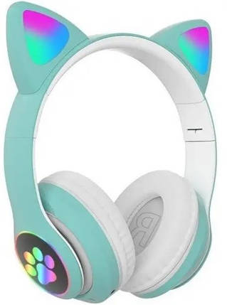 Навушники Bluetooth MDR CAT ear VZV-23M 7805 з підсвіткою, м'ятні, фото 1