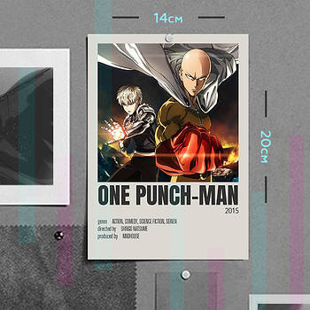 "Сайтама і Генос (Ванпанчмен / One-punch man)" плакат (постер) розміром А5 (14х20см)