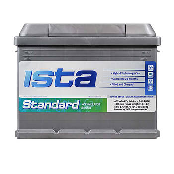 Автомобільний акумулятор Ista Standart 60Ah 540A L+ Акумулятор ІСТА 60Ач 540А