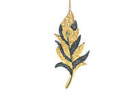 Подвесной декор Перо павлина, 18см, цвет - темно-синий с золотом