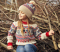 Детский вязаный рождественский свитер "Птички"