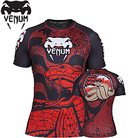 Рашгард с коротким рукавом мужской Venum Crimson Viper Rashguard Short Sleeves Black Red