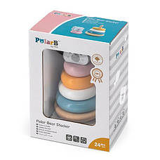 Дерев'яна пірамідка Viga Toys PolarB Білий ведмедик, неваляшка (44005), фото 2
