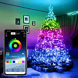 Розумна світлодіодна гірлянда RGB для ялинки та новорічного декору (керування кольору з телефона) 20 м 200 LED, фото 3
