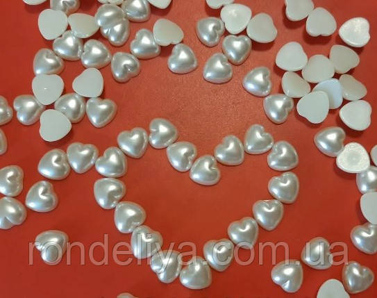 Клейові напівбуси акрил "Серце" Перламутр 10х10 мм 100 гр, фото 1