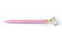 Ручка шариковая с декором в виде кристалла, нежно розовая. С золотым креплением у кристалла