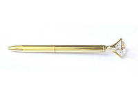 Шариковая ручка с декором в виде кристалла, золотая. С золотым креплением у кристалла