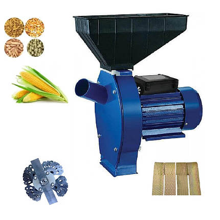 Зернодробарка кормоподрібнювач крупорушка шредер 250 кг/год корморізка дробарка зерна, початків кукурудзи БЕЛКОР БК-3, фото 1