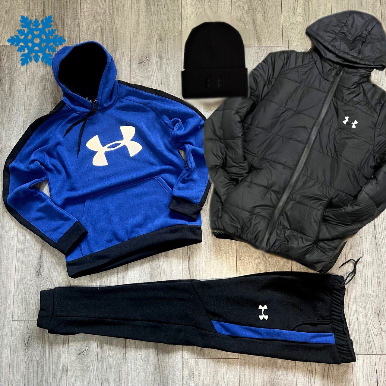 Зимовий чоловічий спортивний костюм Under Armour на флісі теплий комплект з курткою + шапка Туреччина. Терміни 3-7 днів, фото 1