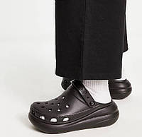 Жіночі шльопанці сабо кроксы на платформе черные Crocs Classic Crush Clog Black