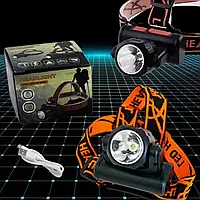 Світлодіодний налобний ліхтарик на акумуляторі BL 2001 4SMD + XPE Led з USB зарядкою