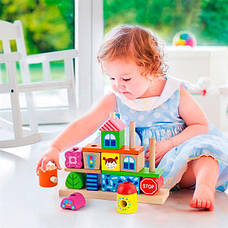 Дерев'яна пірамідка Viga Toys Городок (50043), фото 5