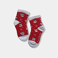 Махровые носки детские новогодние Пингвин | тёплые носки для детей красные пингвинчики