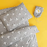 Постельное белье в кроватку для младенцев Панда Papaella 8-33346 серое Детский комплект