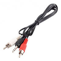 Аудио-кабель Jack 3.5 2 pin - 2RCA (2 тюльпана) 1.5m (Черный)
