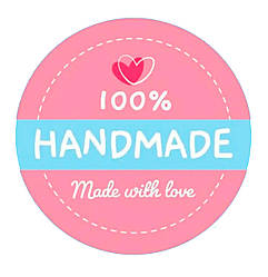 Наклейки  "Hand made" рожеві 10 шт