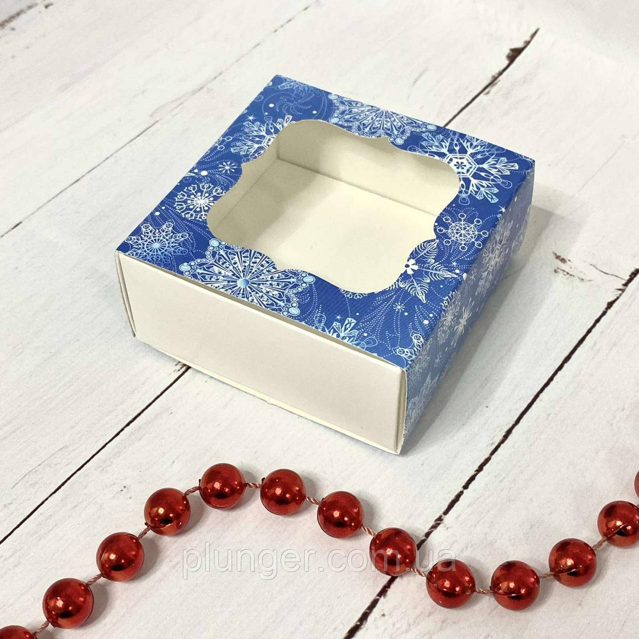 Коробка для печива, пряників, з вікном, 8 см х 8 см х 3 см, мілований картон, фото 1