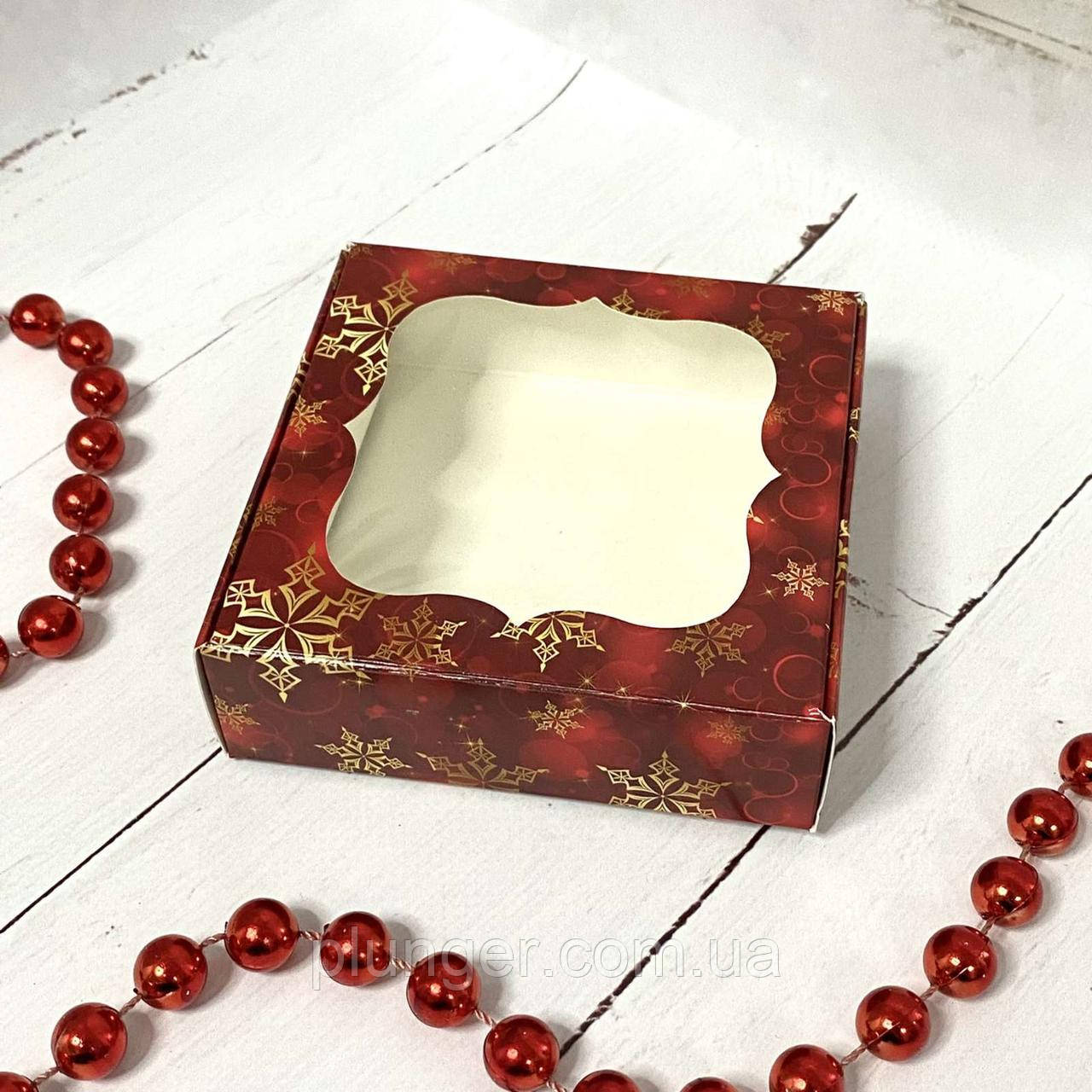 Коробка для печива, пряників з вікном, 10 см х 10 см х 3 см, фото 1