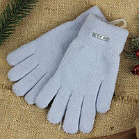 Женские перчатки шерстяные с начесом размер S-М осень-зима голубой