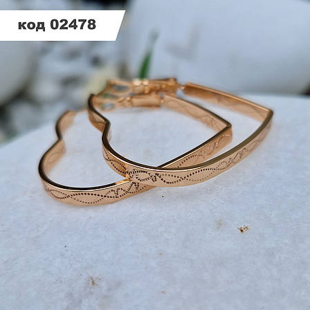 Сережки кільця "Серце" 3,5 см*3 мм | Сережки XUPING | Сережки із медичного золота, фото 1