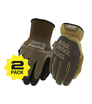2 ПАРИ - чоловічі армійські рукавички тактичні зсу Mechanix FastFit + SpeedKnit, розмір L, колір коричневий
