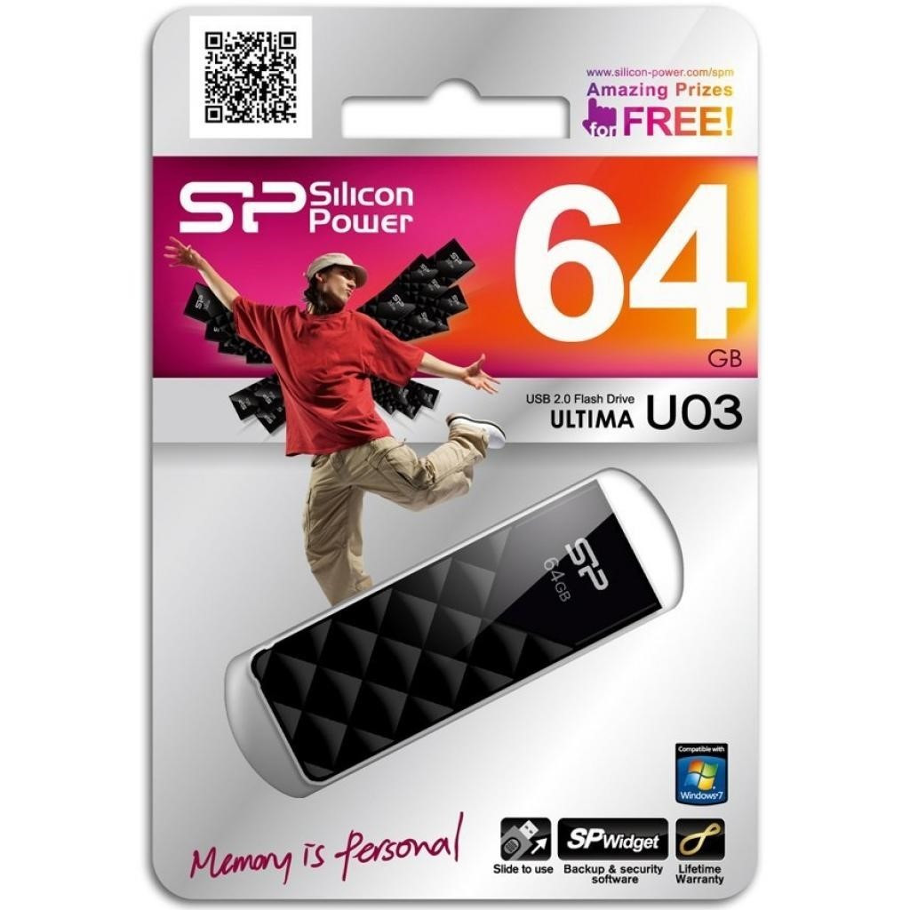 Флеш-пам`ять 64GB "Silicon Power Ultima" U03 USB2.0 black №7886