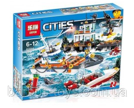 Конструктор Lepin Cities Берегова Охорона 02081 - Корабель, Вертоліт, Рятувальна Операція (855 деталей)