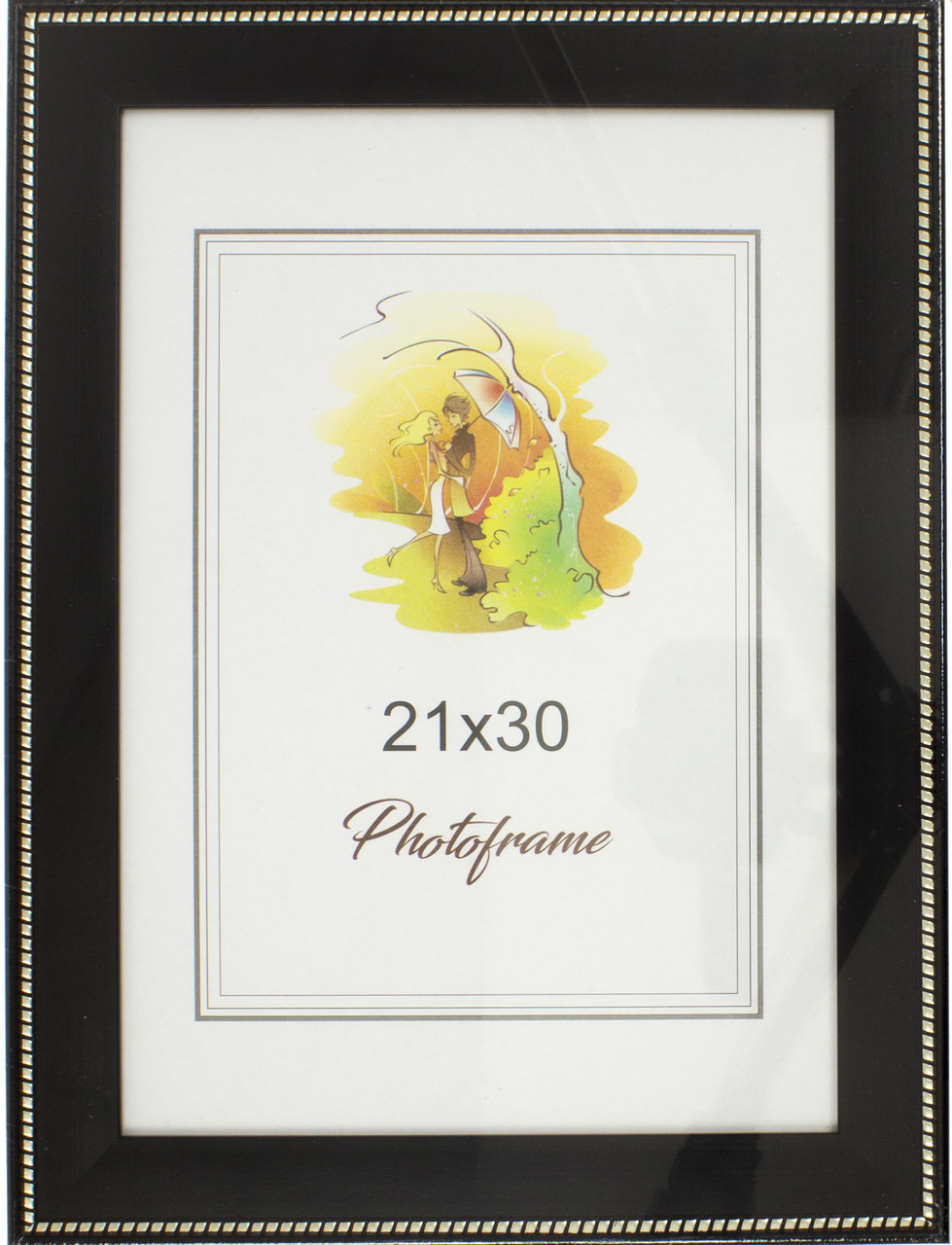 Фоторамка 21х30 №4-046 чорна з срібною каймою (18)