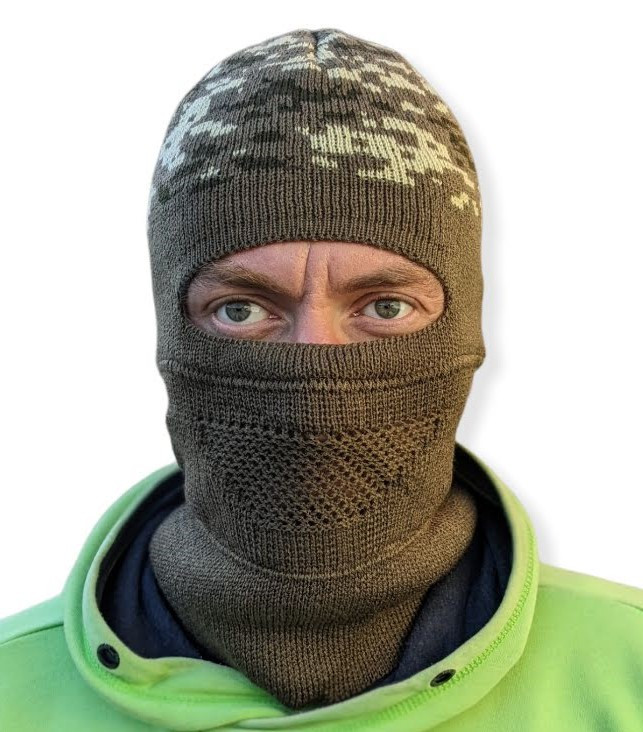 Шапка маска балаклава зимова тактична в'язана з сіткою, піксель