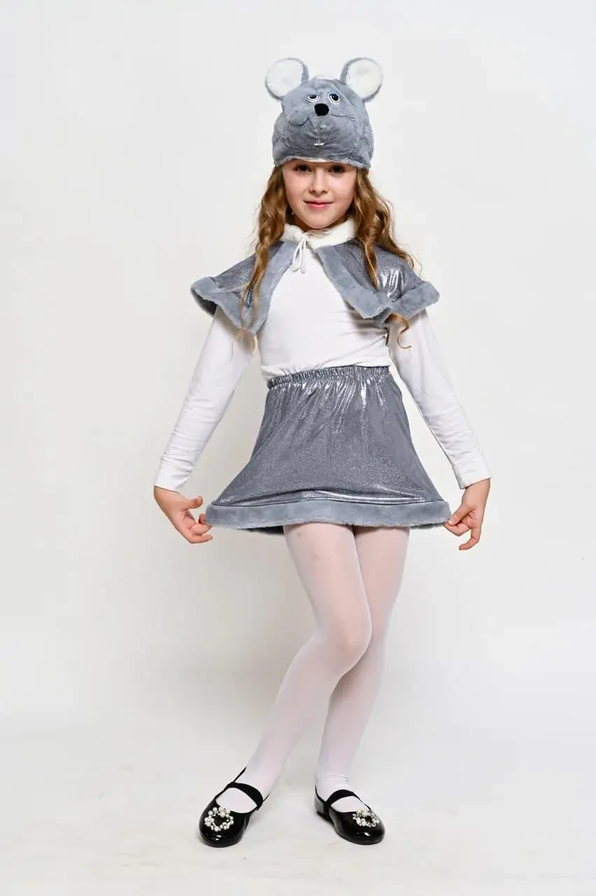 Карнавальний костюм мишки для дівчинки з лазерної тканини р.30-32, фото 1