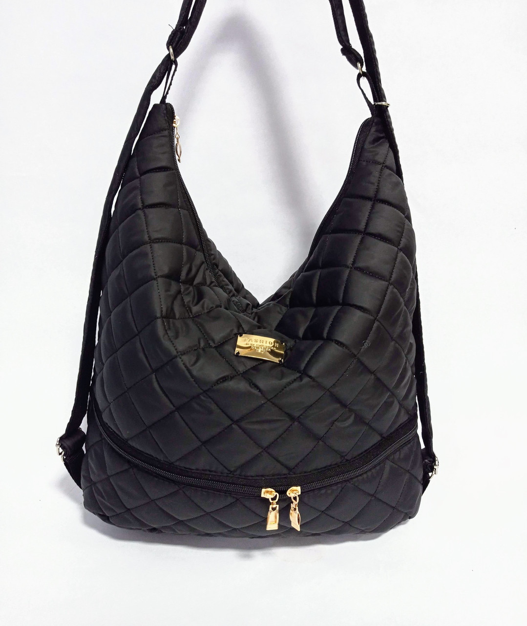 Жіноча Стьобана сумка-рюкзак 40*30см чорна (200-356), фото 1