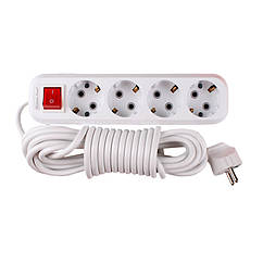 Удлинитель 4 гнезда С/З с кнопкой 3 м