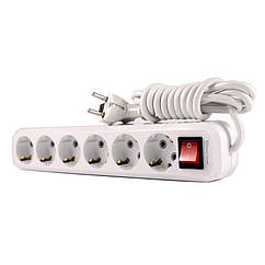 Удлинитель 6 гнёзд С/З с кнопкою 2 м