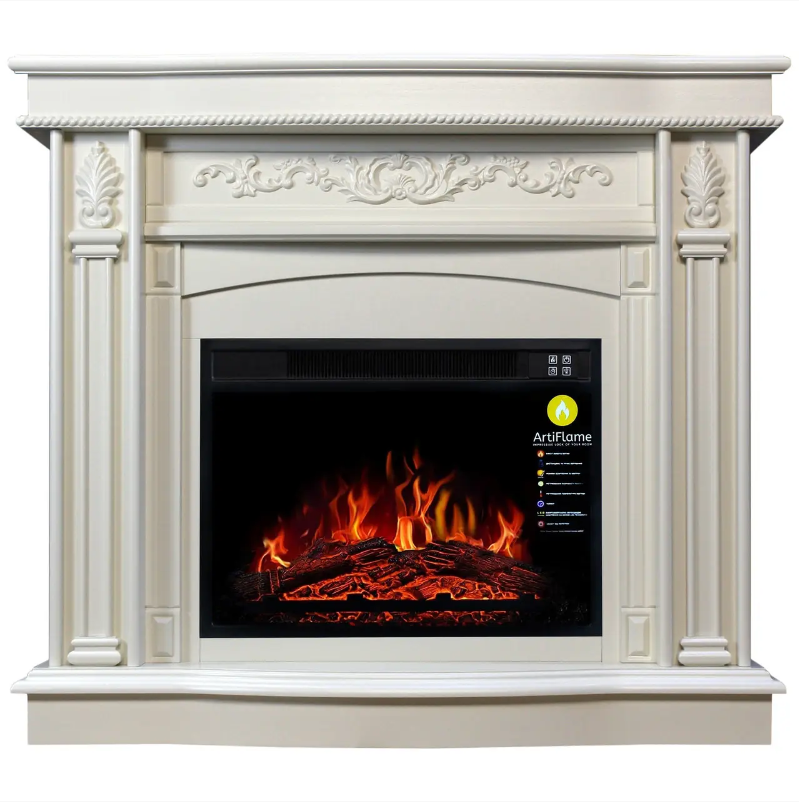 Камінокомплект Електрокамін ArtiFlame Cardinal AF23S Білий Дуб (зі звуком) Електричний 3D Камін