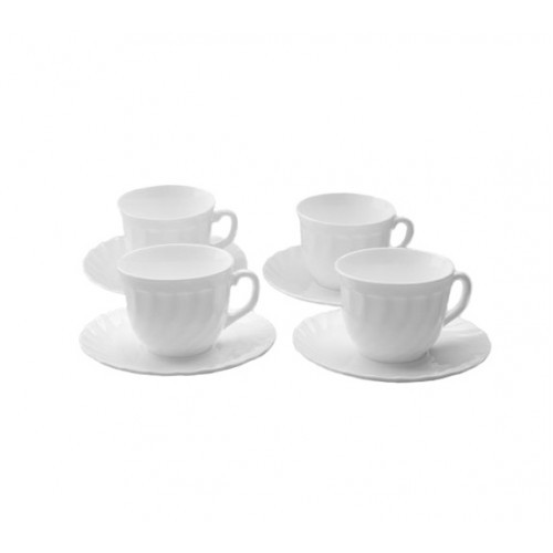 Чайний сервіз на 4 персони білий із блюдцями Luminarc Trianon з 12 предметів (67530)