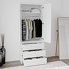 Шафа сіра (антрацит) з білими планками зі штангою та 3 ящиками h211*80*50 см, фото 2