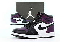 Зимние мужские кроссовки Nike Air Jordan 1 Winter Violet White (Фиолетовые) Джордан с мехом Унисекс